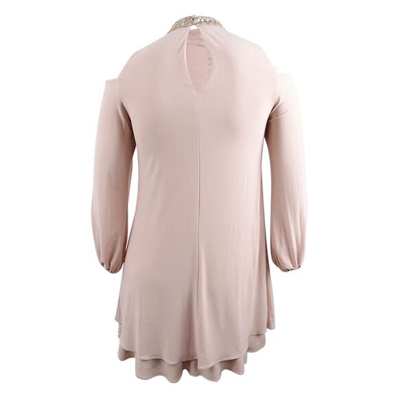 Xscape Women's Embellished Cold-Shoulder Party Dress - Blush - Picture 2 of 2